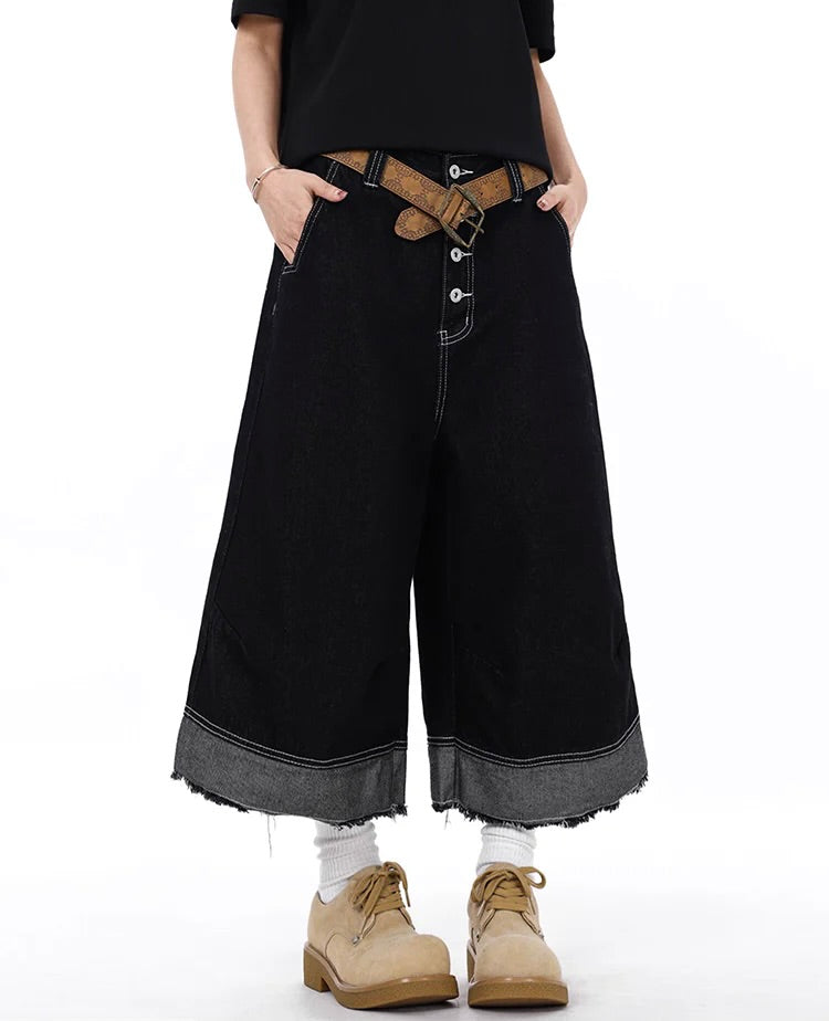 Cropped Wide-Leg Utility Denim