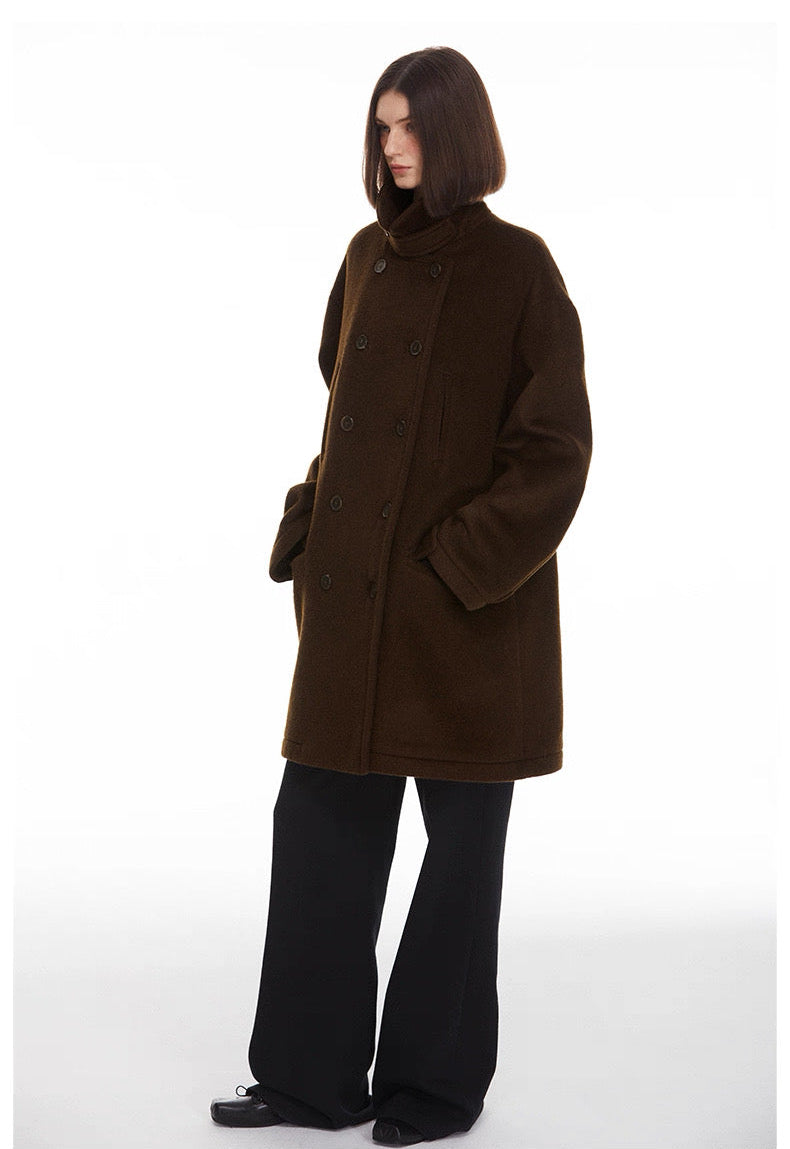 Ulster Double-Breasted Alpaca & Mulberry Silk Longline Greatcoat