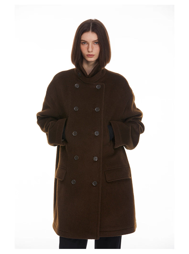 Ulster Double-Breasted Alpaca & Mulberry Silk Longline Greatcoat
