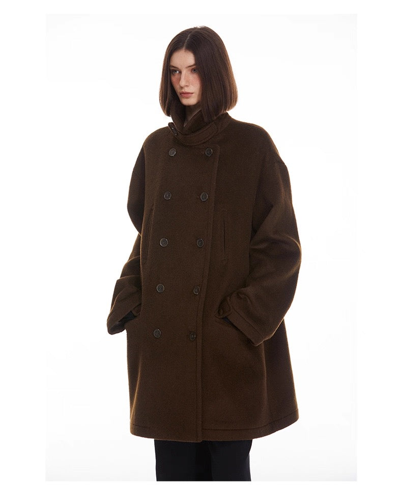 Ulster Double-Breasted Alpaca & Mulberry Silk Longline Greatcoat