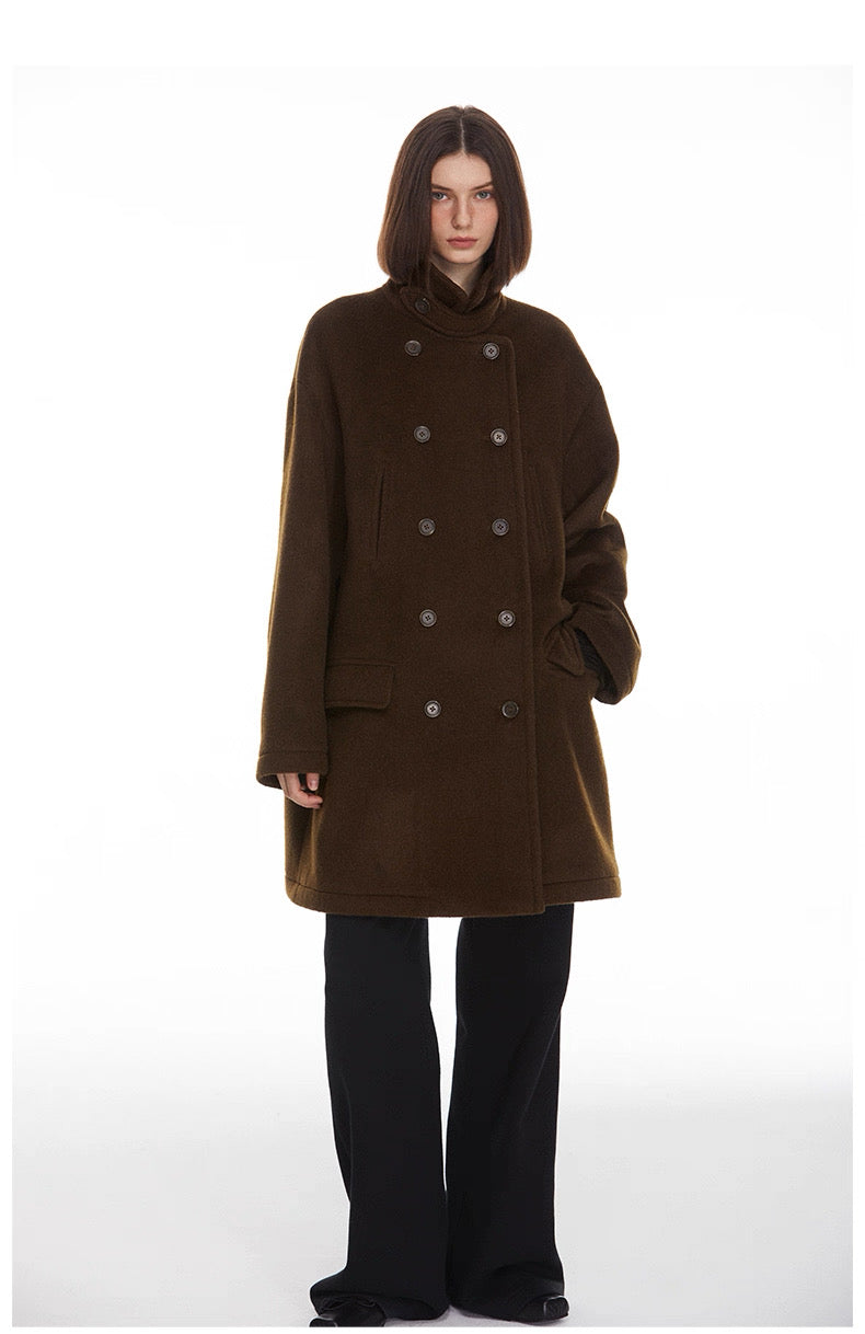 Ulster Double-Breasted Alpaca & Mulberry Silk Longline Greatcoat