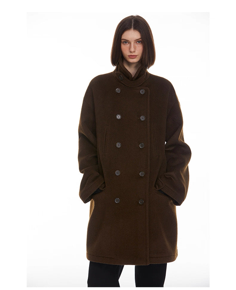 Ulster Double-Breasted Alpaca & Mulberry Silk Longline Greatcoat