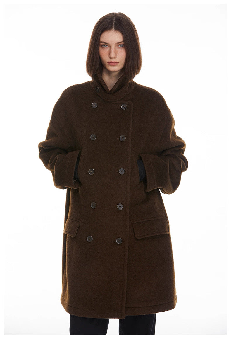 Ulster Double-Breasted Alpaca & Mulberry Silk Longline Greatcoat