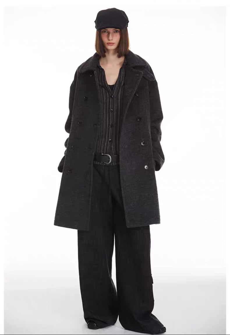 Ulster Double-Breasted Alpaca & Mulberry Silk Longline Greatcoat