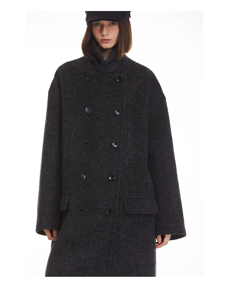 Ulster Double-Breasted Alpaca & Mulberry Silk Longline Greatcoat