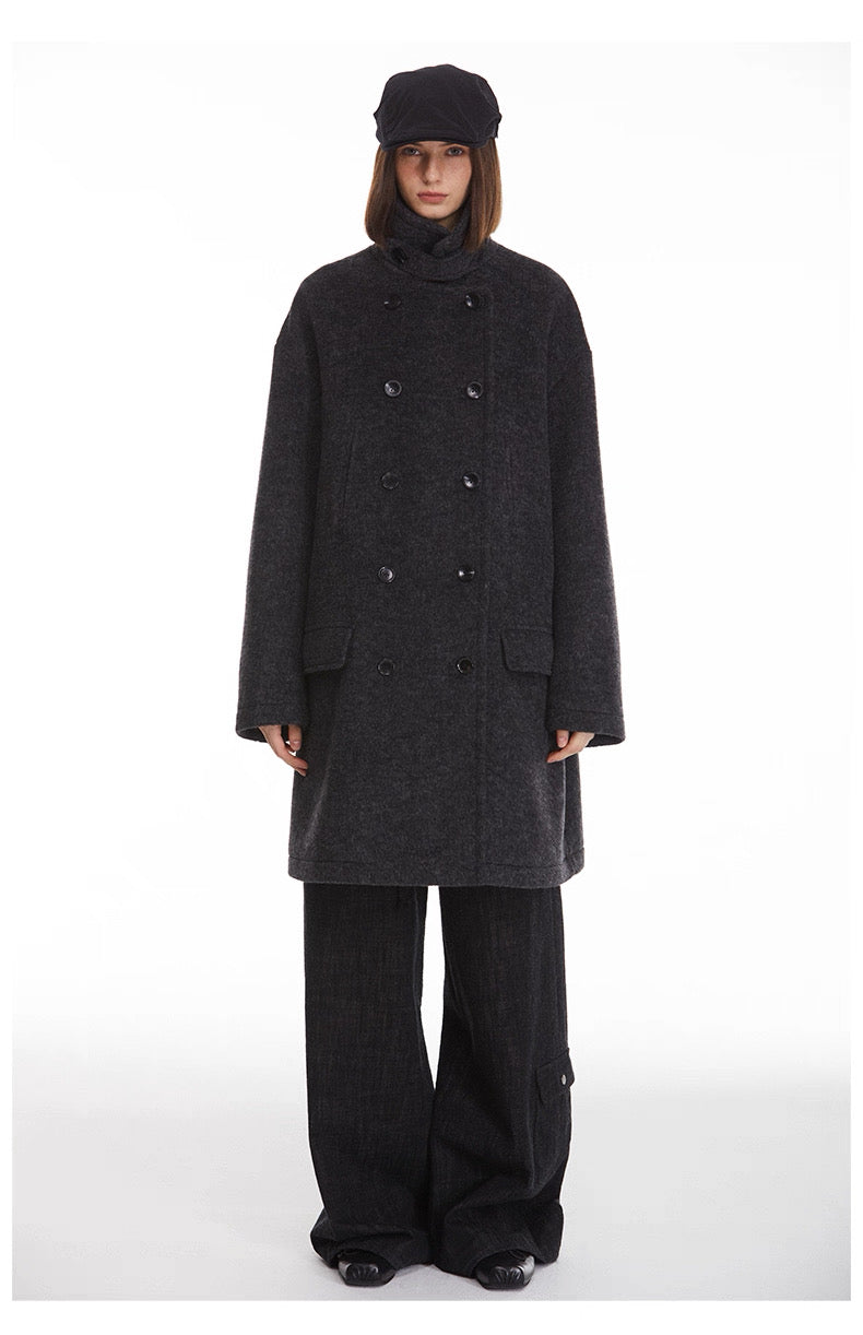 Ulster Double-Breasted Alpaca & Mulberry Silk Longline Greatcoat