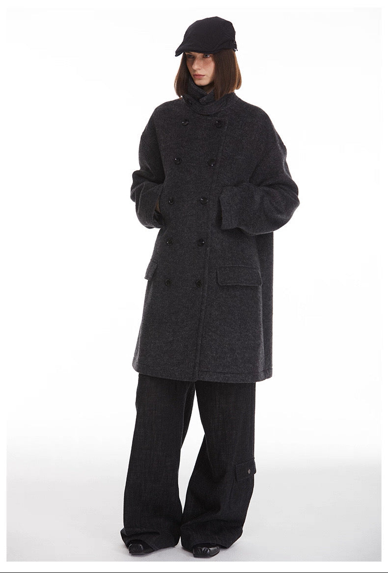 Ulster Double-Breasted Alpaca & Mulberry Silk Longline Greatcoat