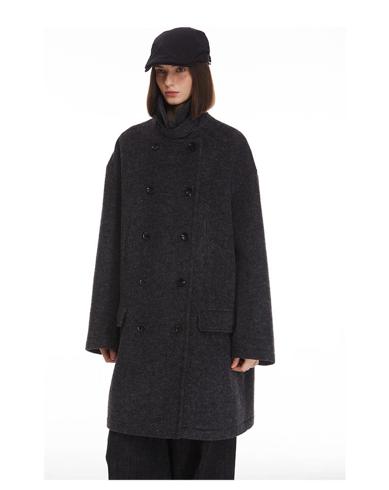 Ulster Double-Breasted Alpaca & Mulberry Silk Longline Greatcoat