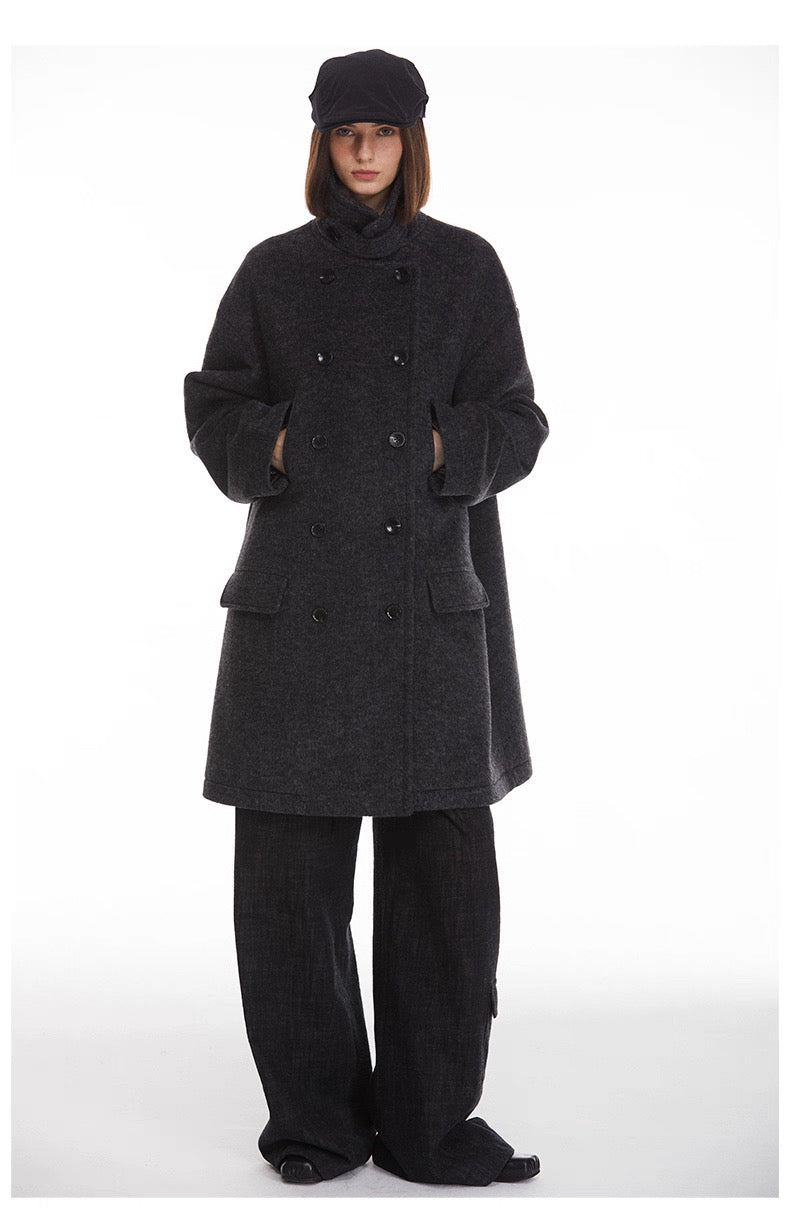 Ulster Double-Breasted Alpaca & Mulberry Silk Longline Greatcoat