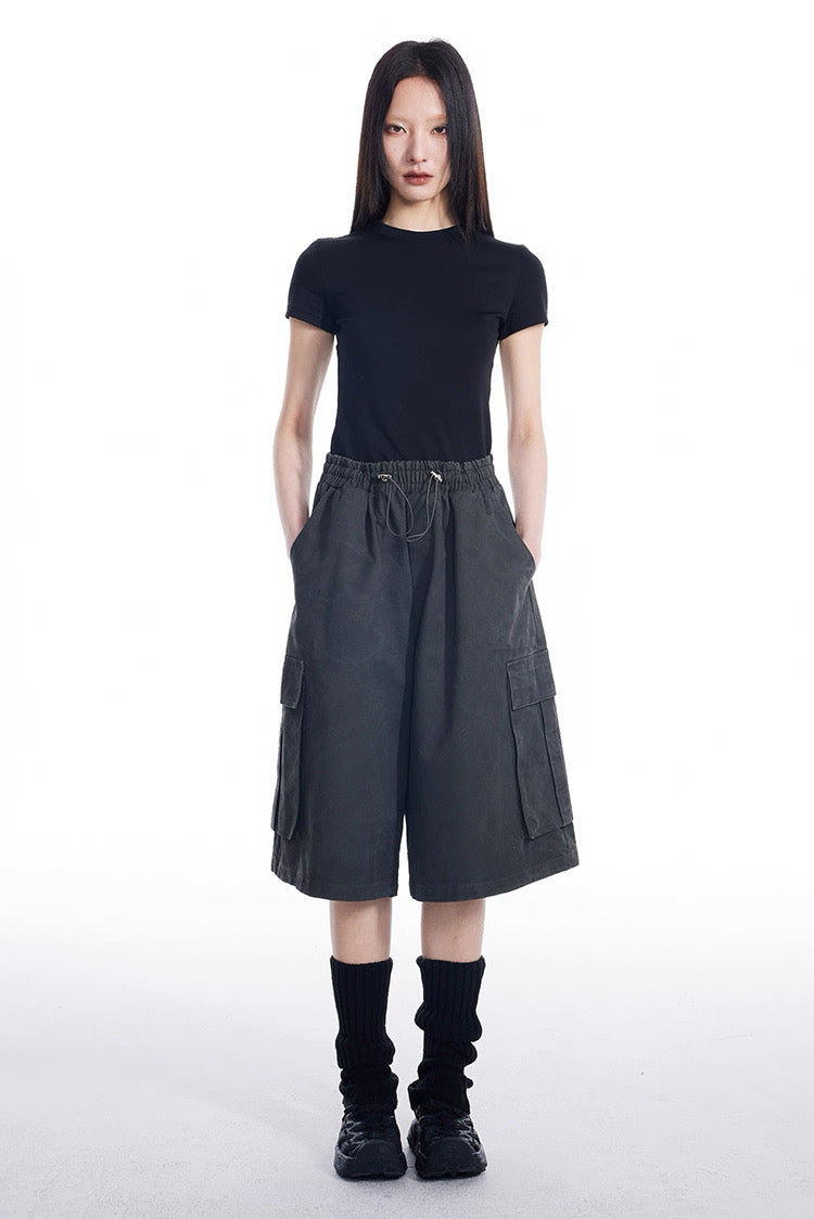 Cartographic Transit Cargo Shorts in Charcoal
