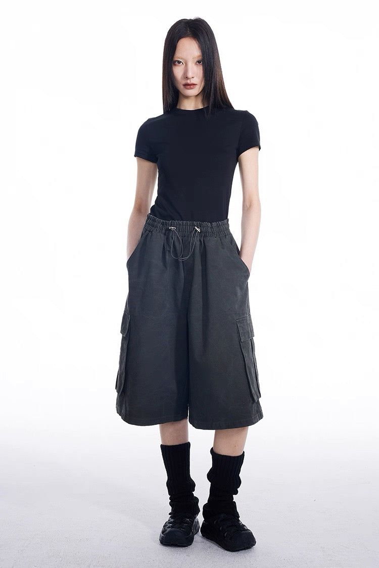 Cartographic Transit Cargo Shorts in Charcoal