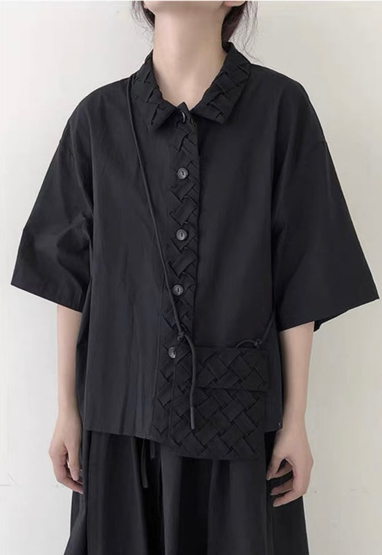 Interlace Utility Shirt with Mini Crossbody Pouch