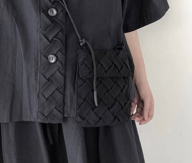 Interlace Utility Shirt with Mini Crossbody Pouch