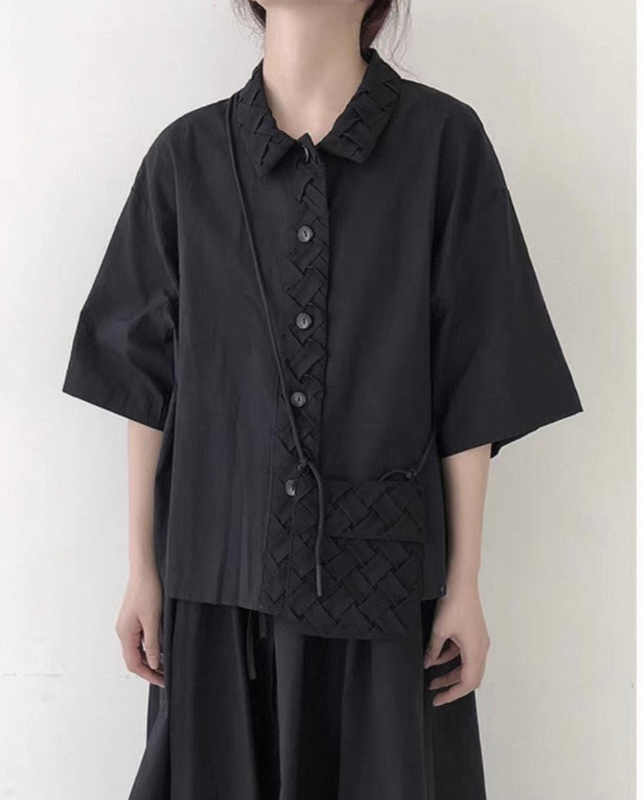Interlace Utility Shirt with Mini Crossbody Pouch