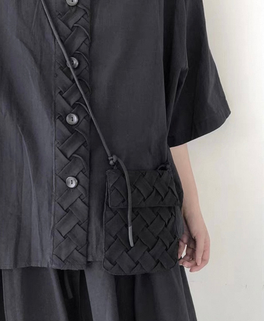 Interlace Utility Shirt with Mini Crossbody Pouch