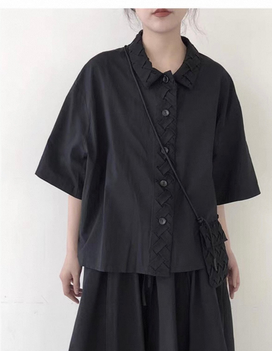 Interlace Utility Shirt with Mini Crossbody Pouch