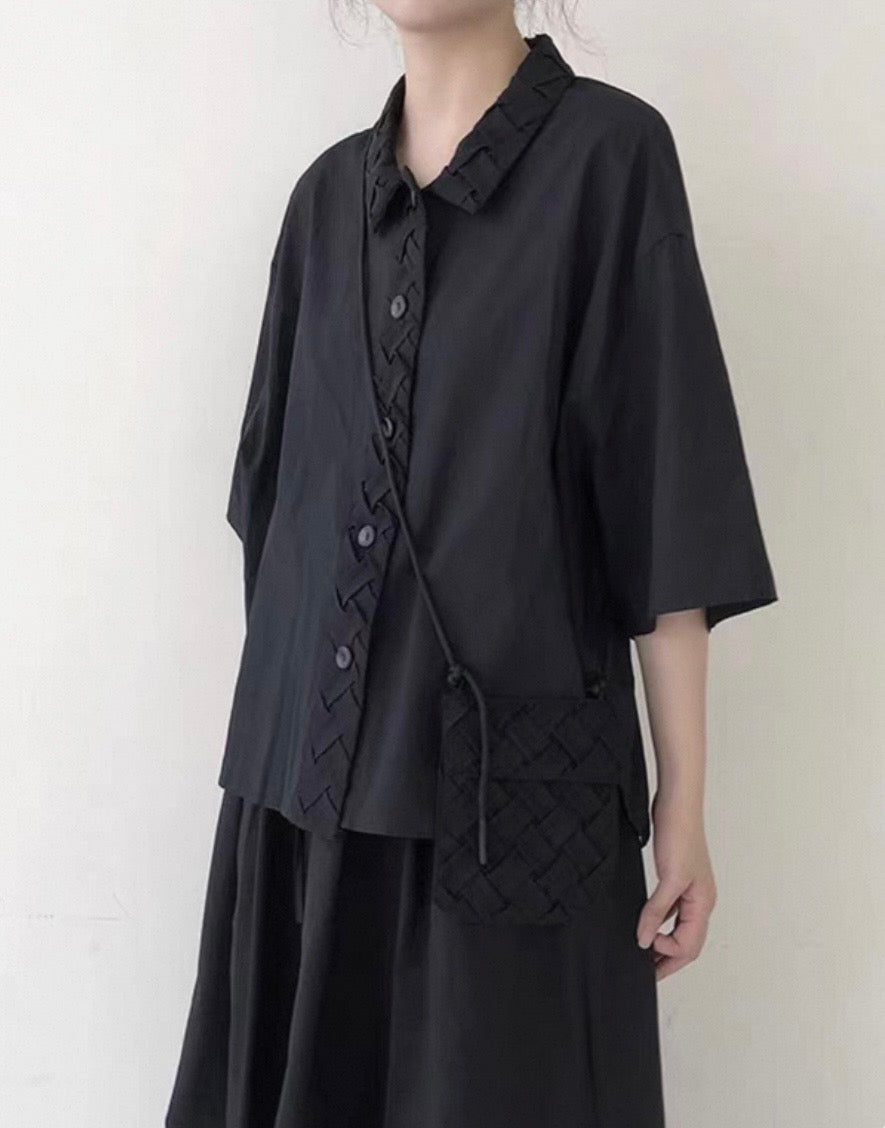 Interlace Utility Shirt with Mini Crossbody Pouch