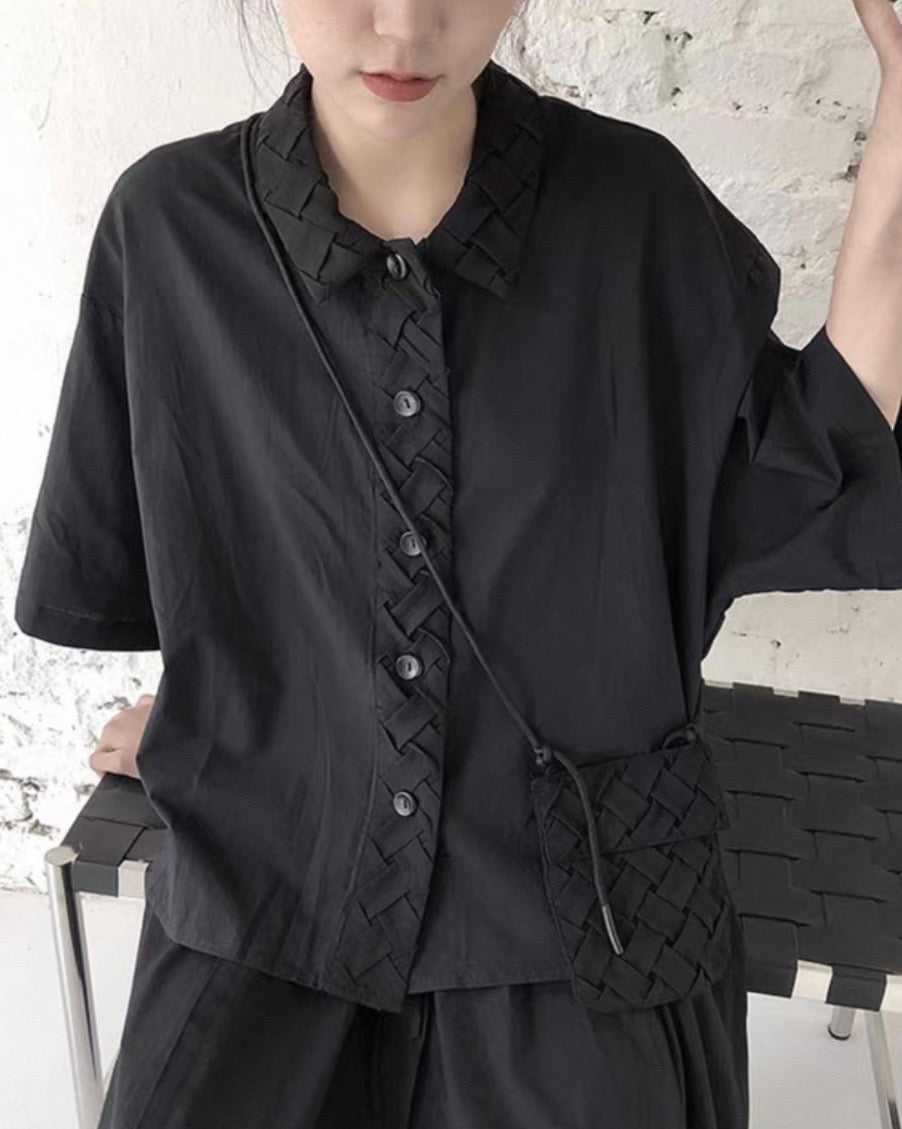 Interlace Utility Shirt with Mini Crossbody Pouch