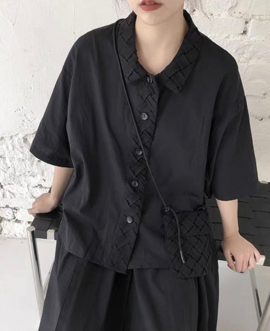 Interlace Utility Shirt with Mini Crossbody Pouch