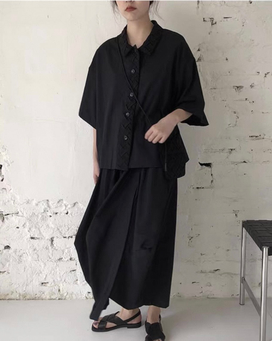 Interlace Utility Shirt with Mini Crossbody Pouch