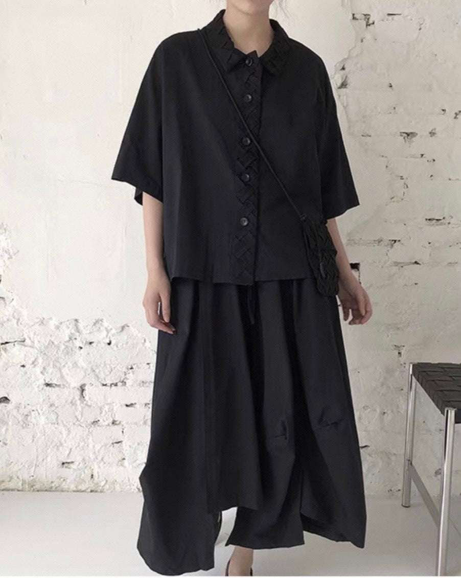 Interlace Utility Shirt with Mini Crossbody Pouch