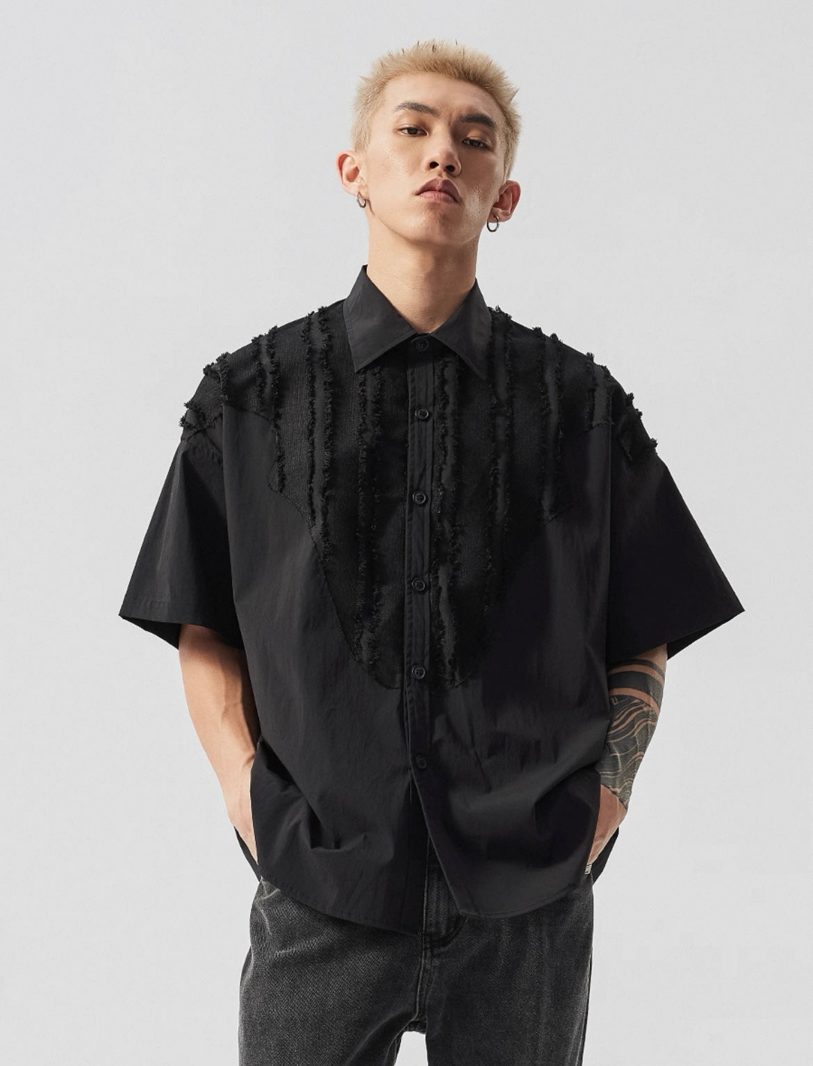 Frayed Edge Shirt in Black Ink