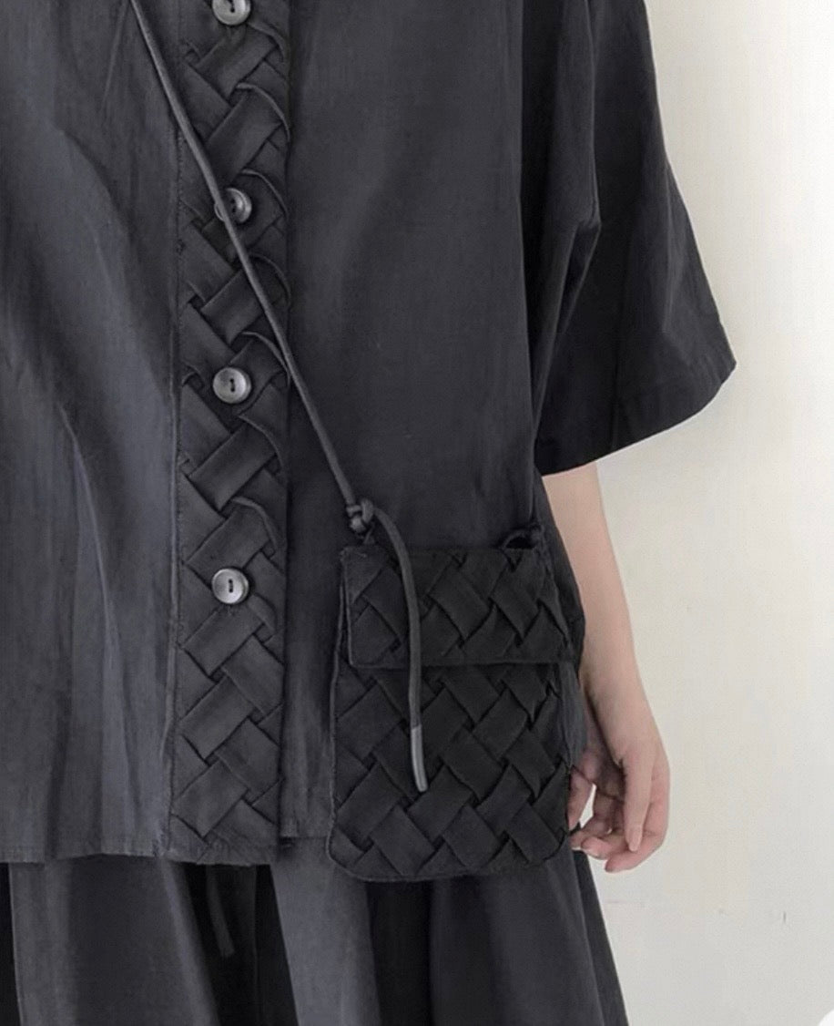 Interlace Utility Shirt with Mini Crossbody Pouch