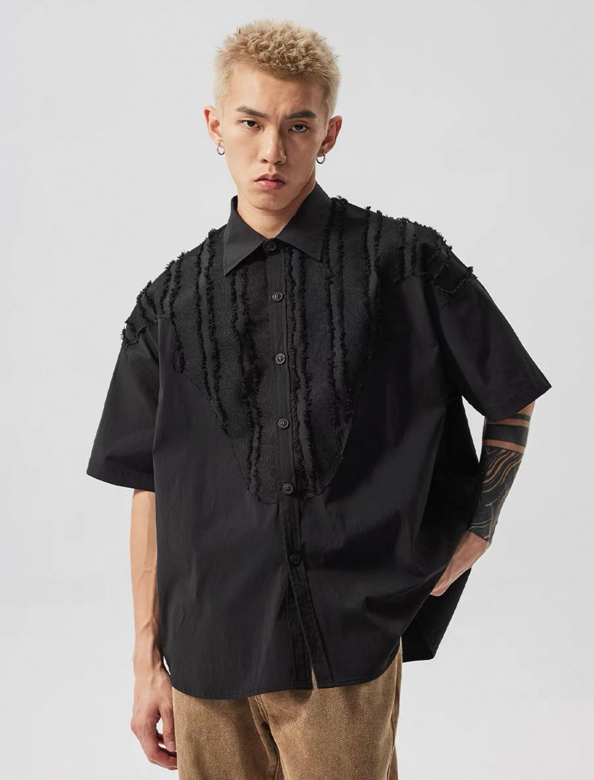 Frayed Edge Shirt in Black Ink