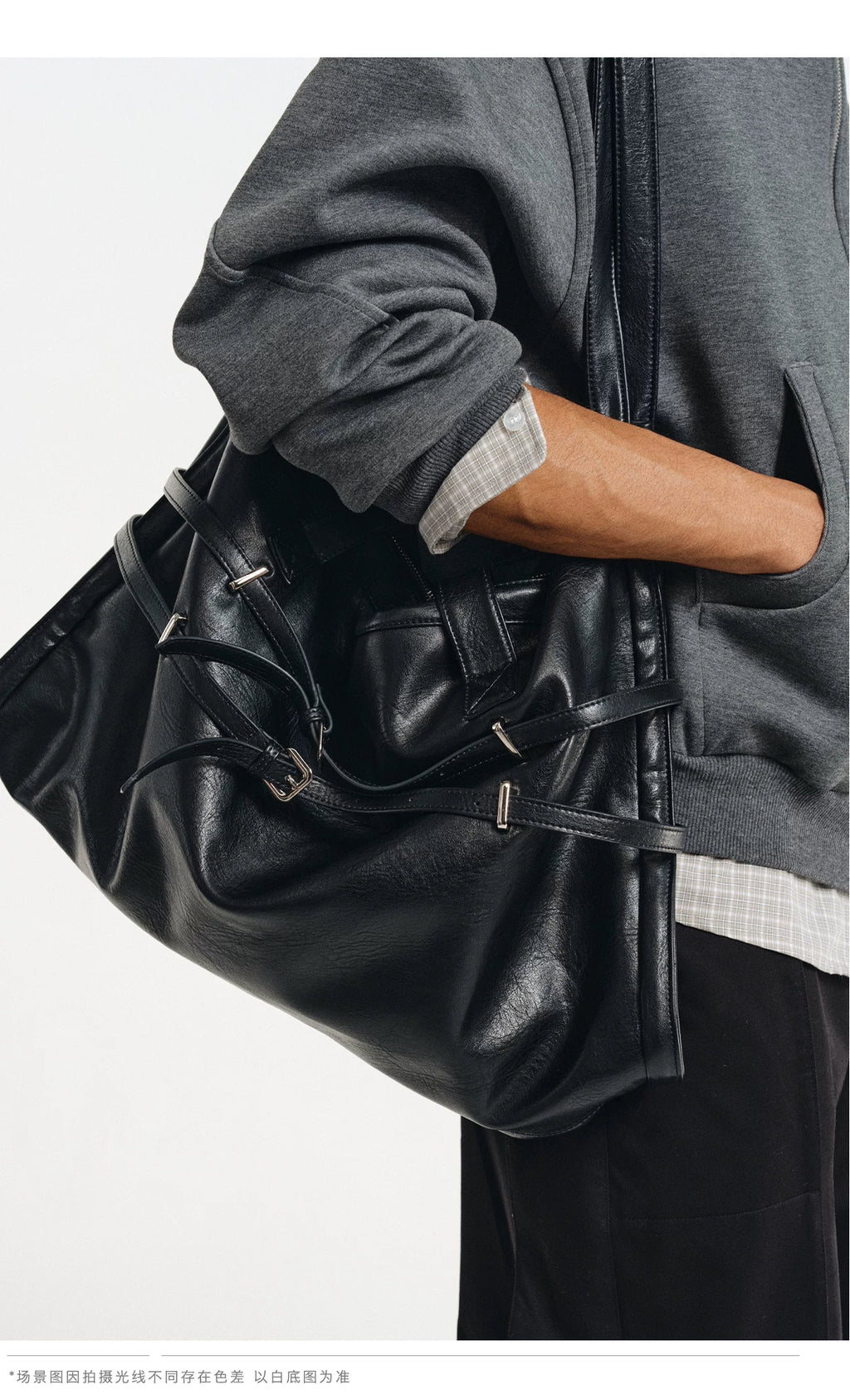 Strapped Buckle Soft-Structure Shoulder Bag