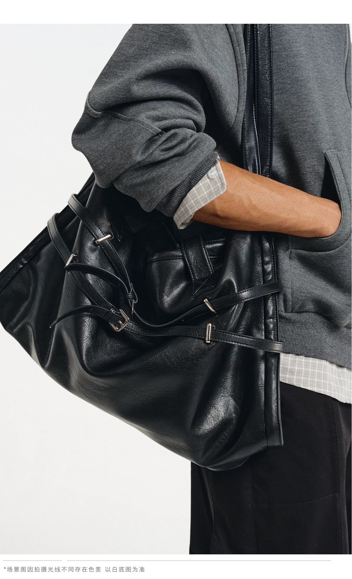 Strapped Buckle Soft-Structure Shoulder Bag