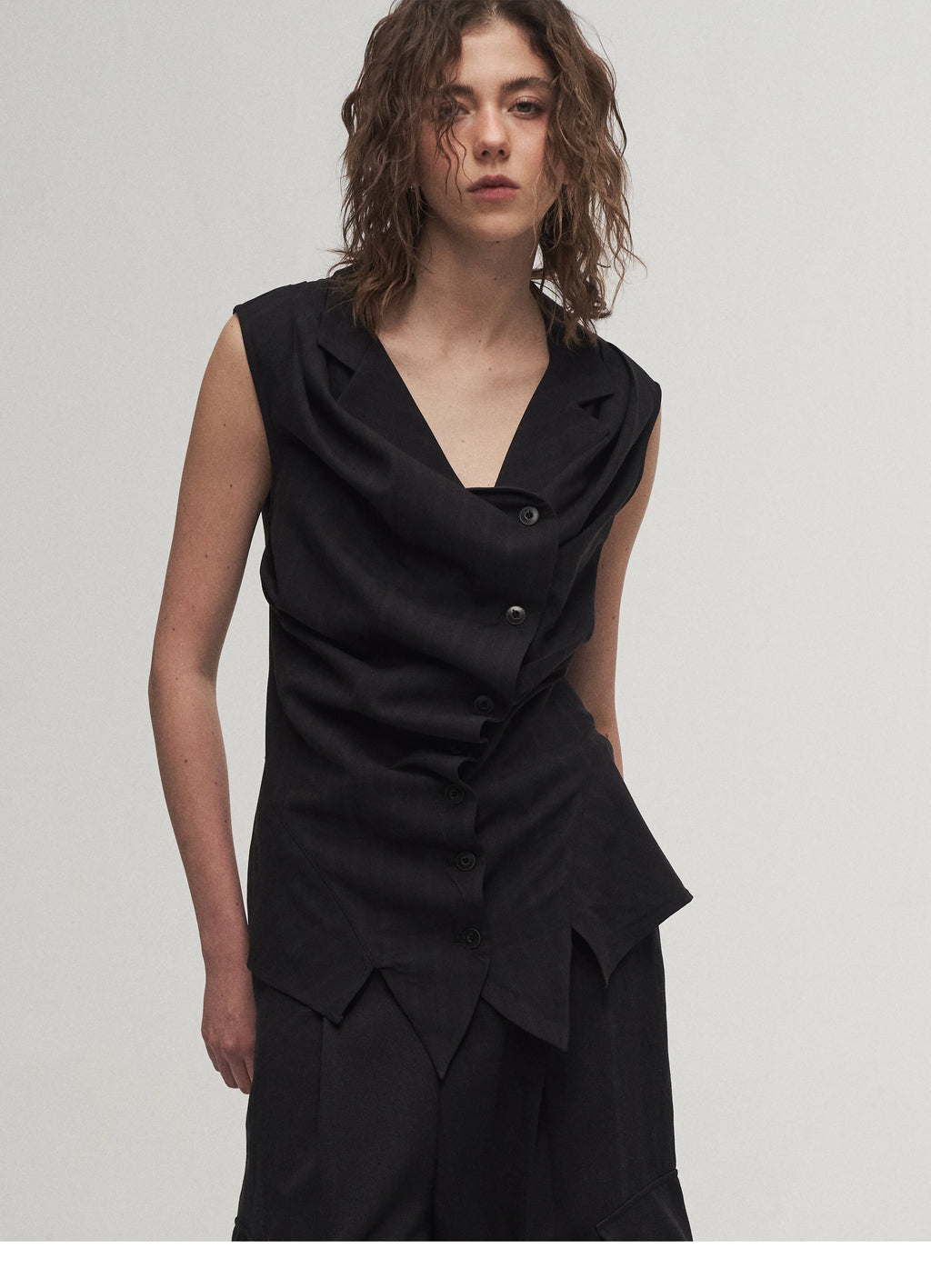 Draped Asymmetric Tailored Vest