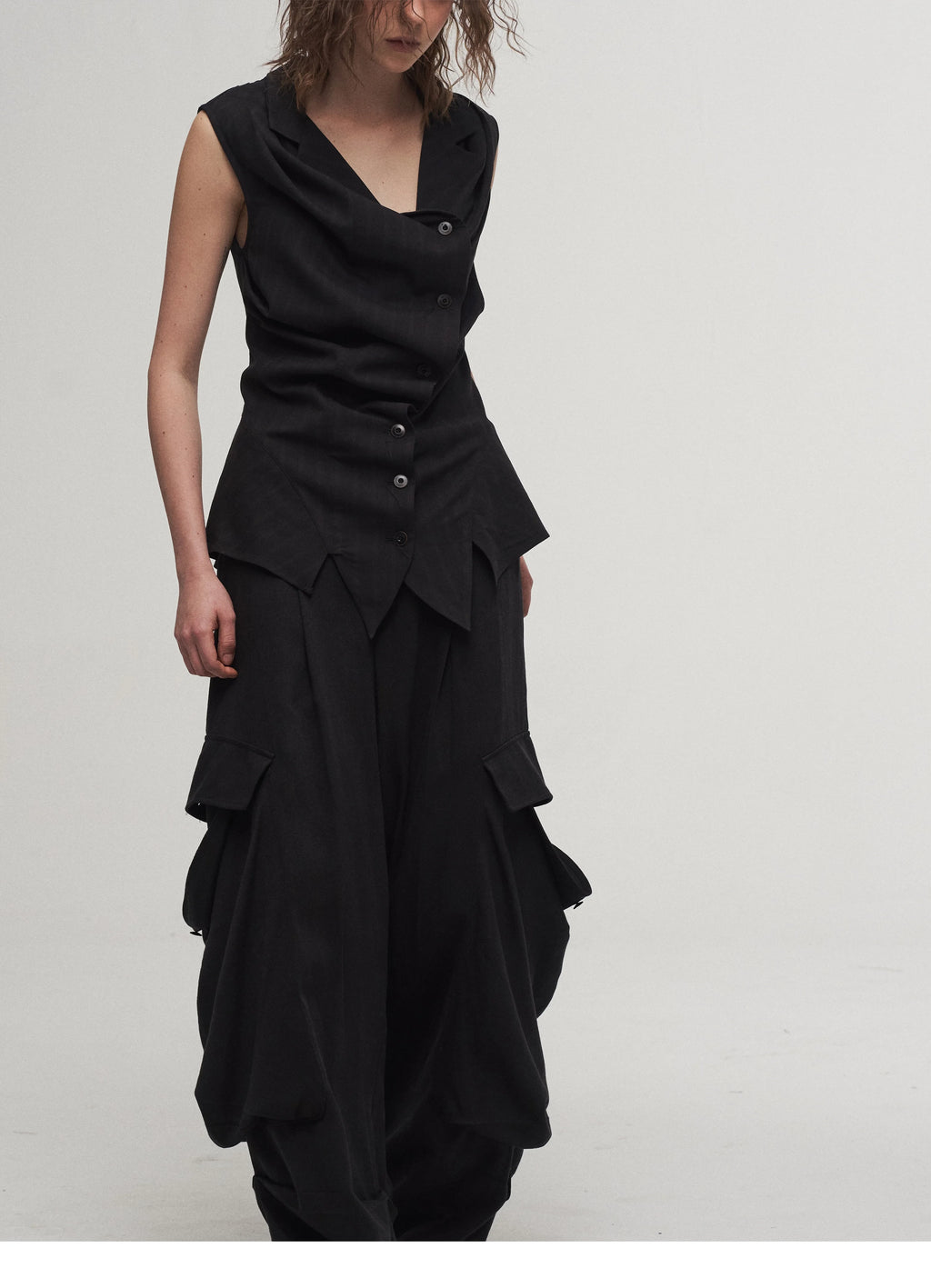 Draped Asymmetric Tailored Vest