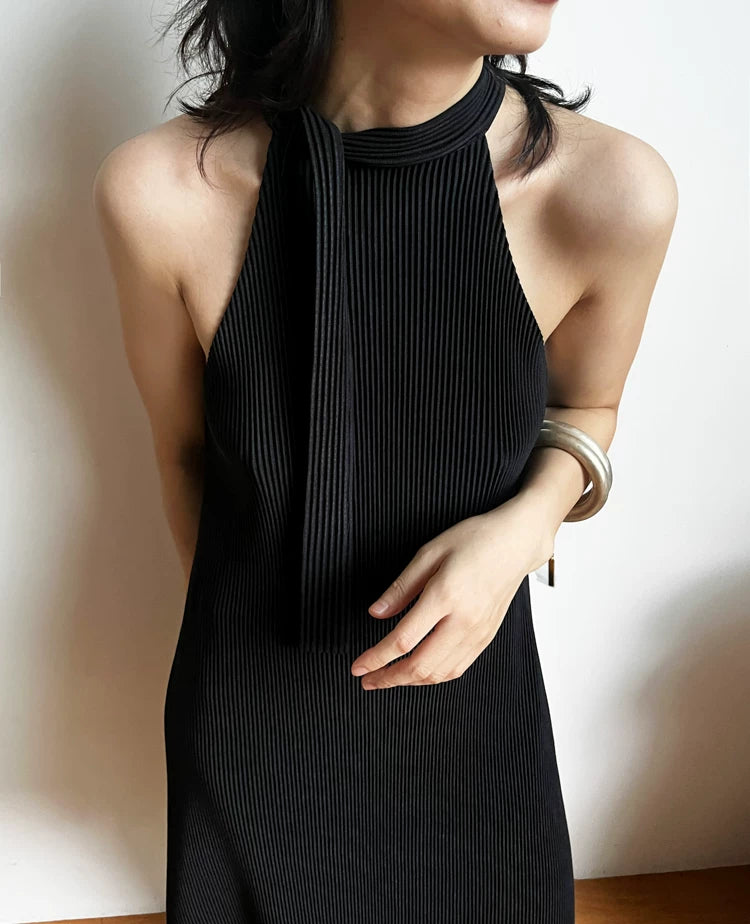Nocturne Pleat Halter Dress
