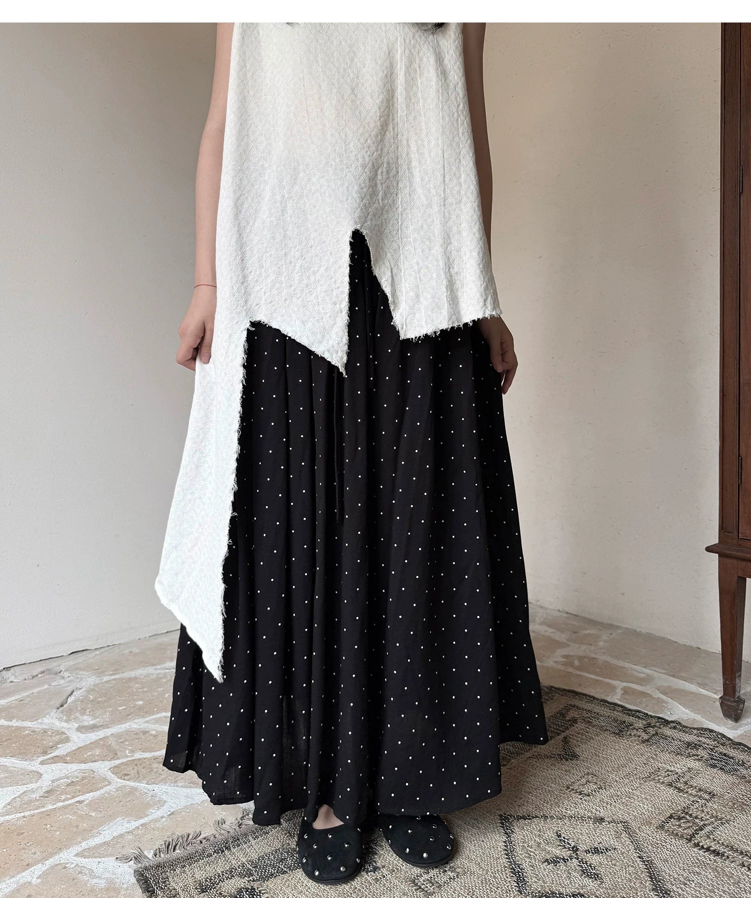 Frayed Asymmetric Linen-Cotton Longline Vest