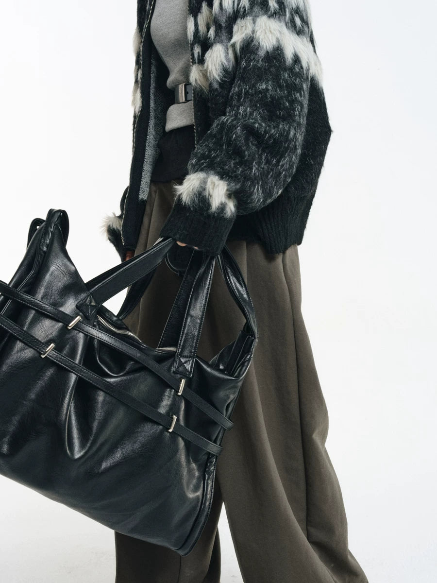 Strapped Buckle Soft-Structure Shoulder Bag