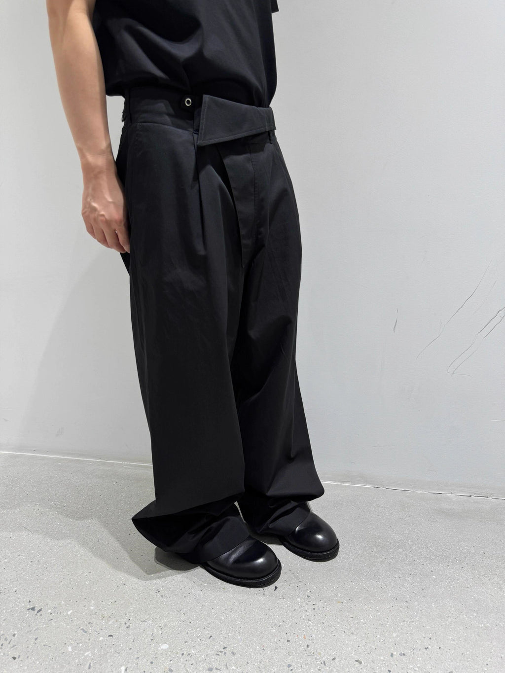 Architectural Drape Pants with Waist Overlap