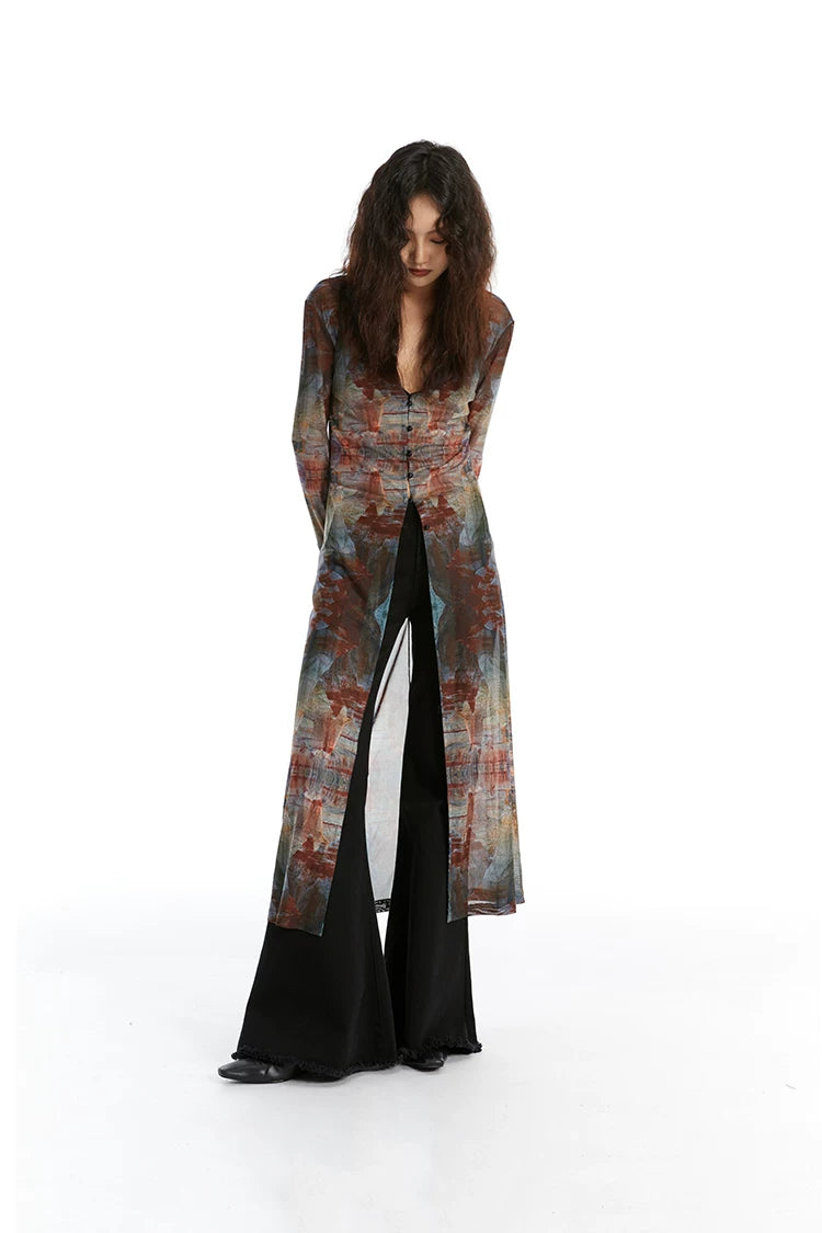 Veil Fresco Sheer Cardigan Dress
