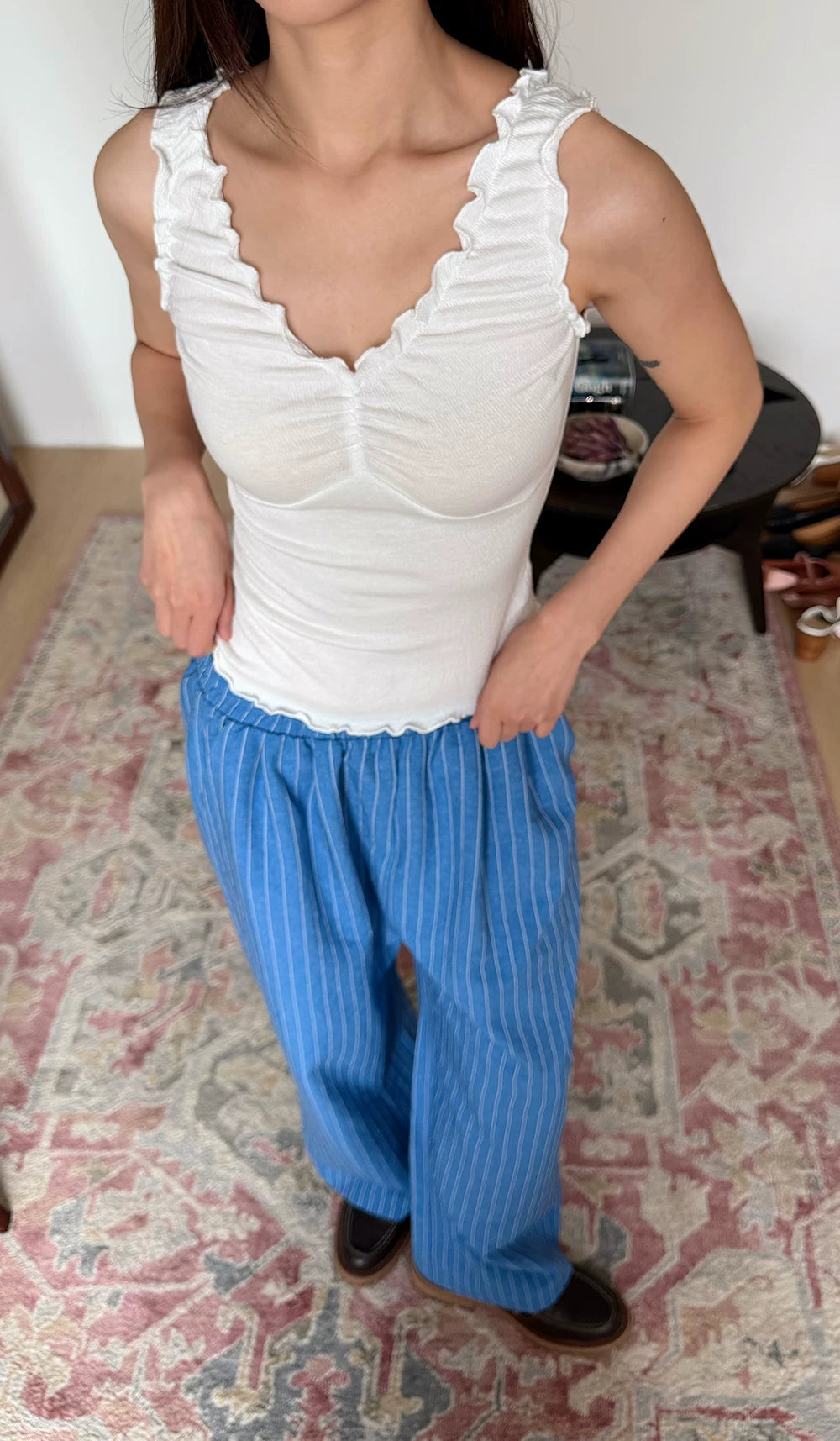 Ruched Ruffle Tank