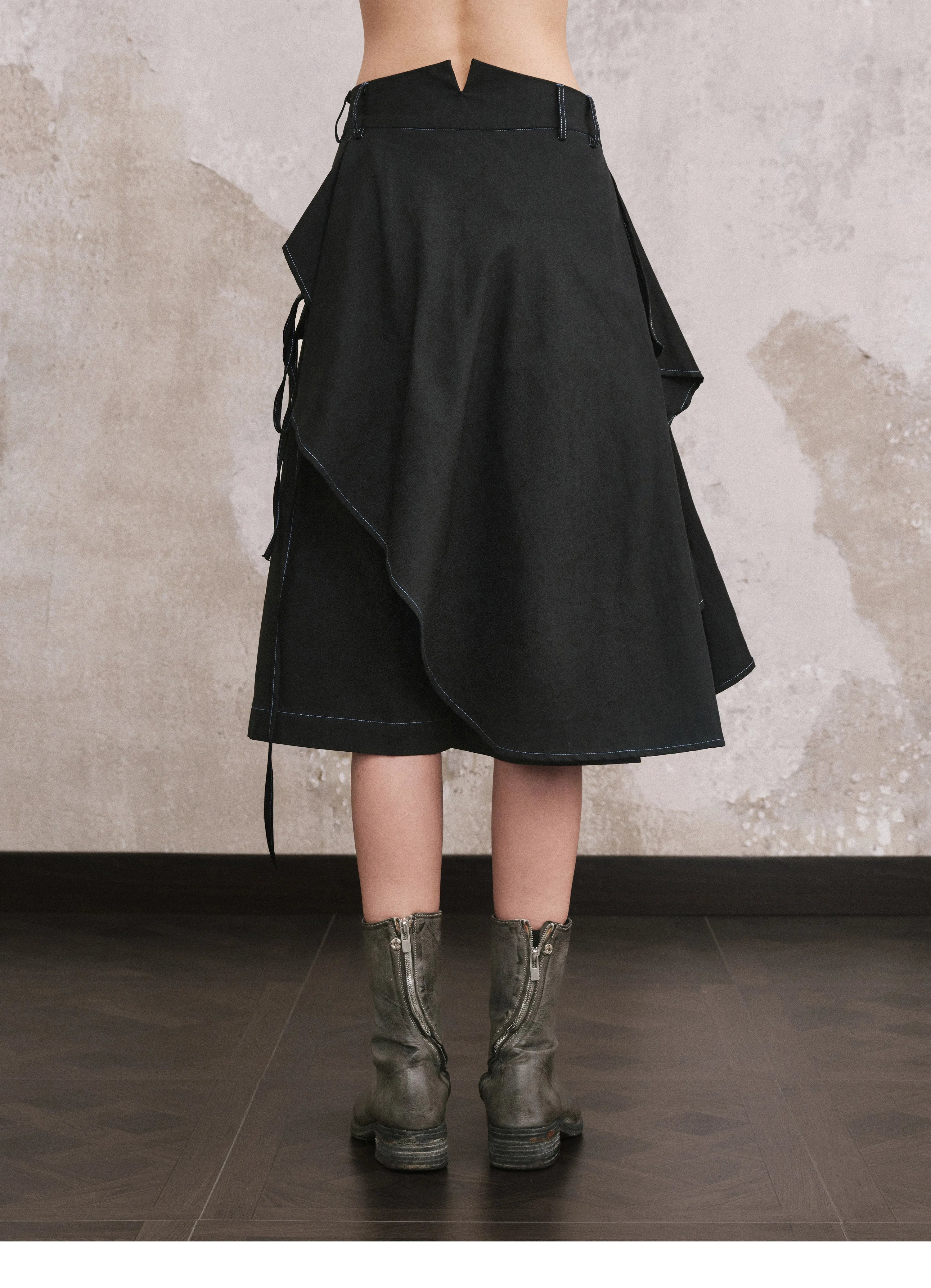 Asymmetric Draped Layered Shorts