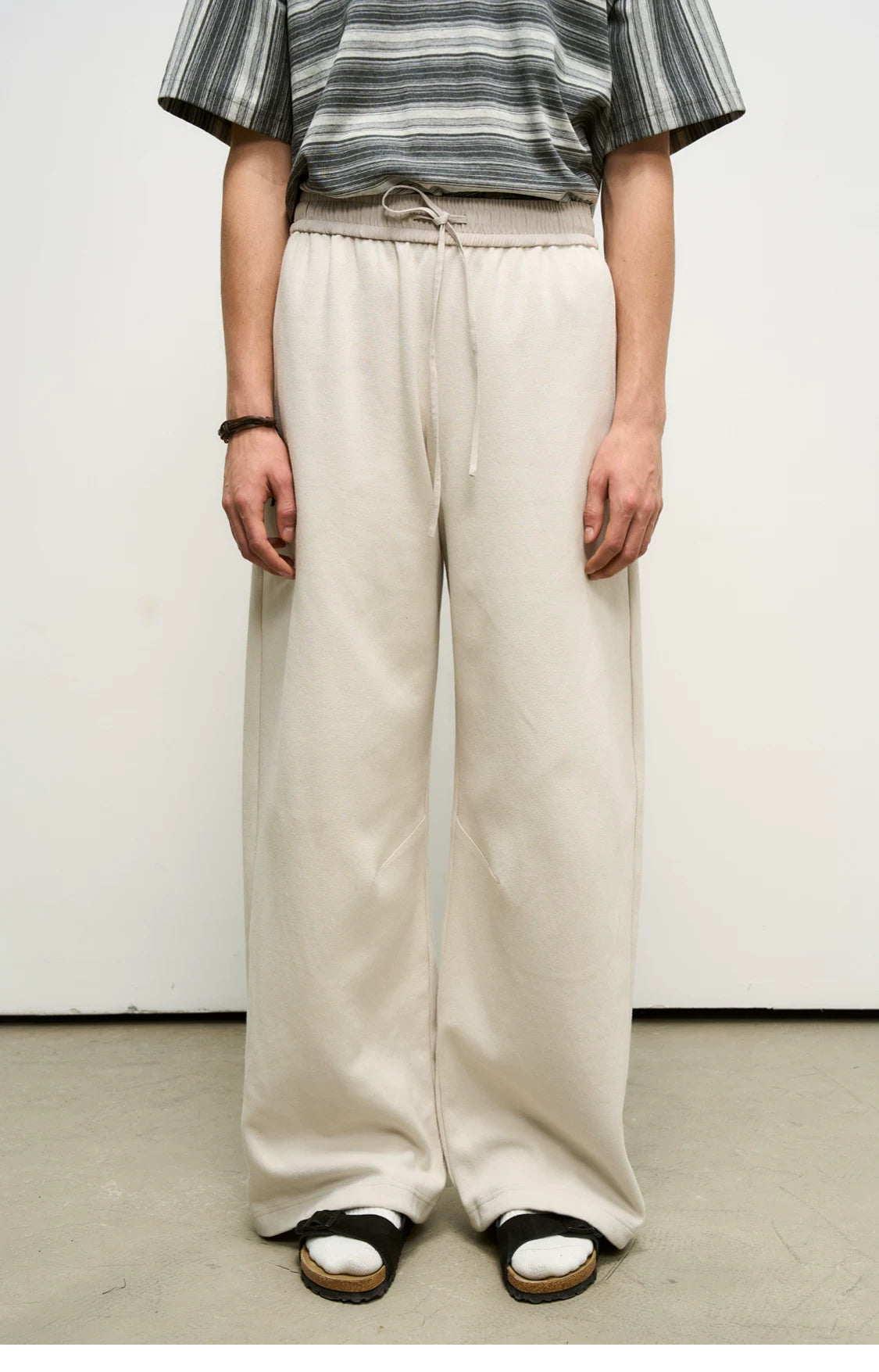 Layered Piqué Wide-Leg Trousers