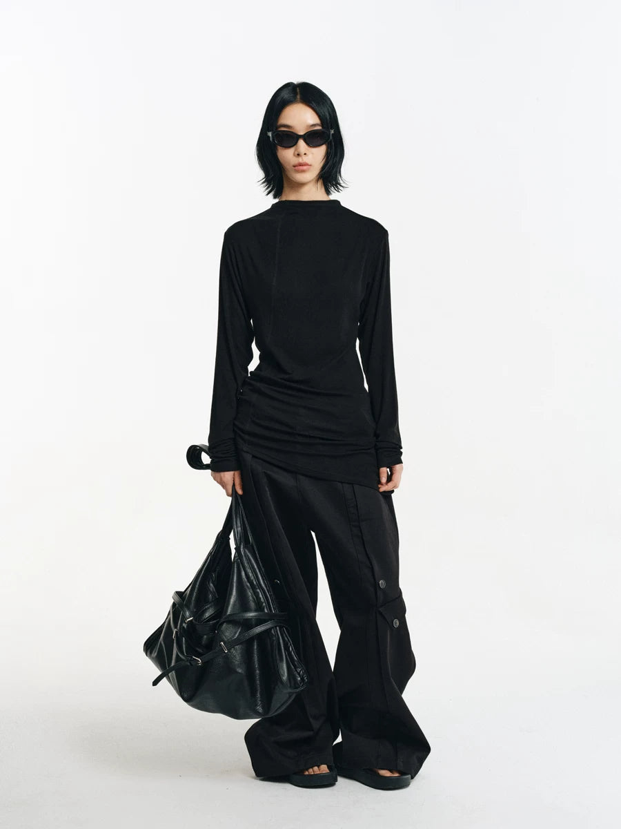 Strapped Buckle Soft-Structure Shoulder Bag