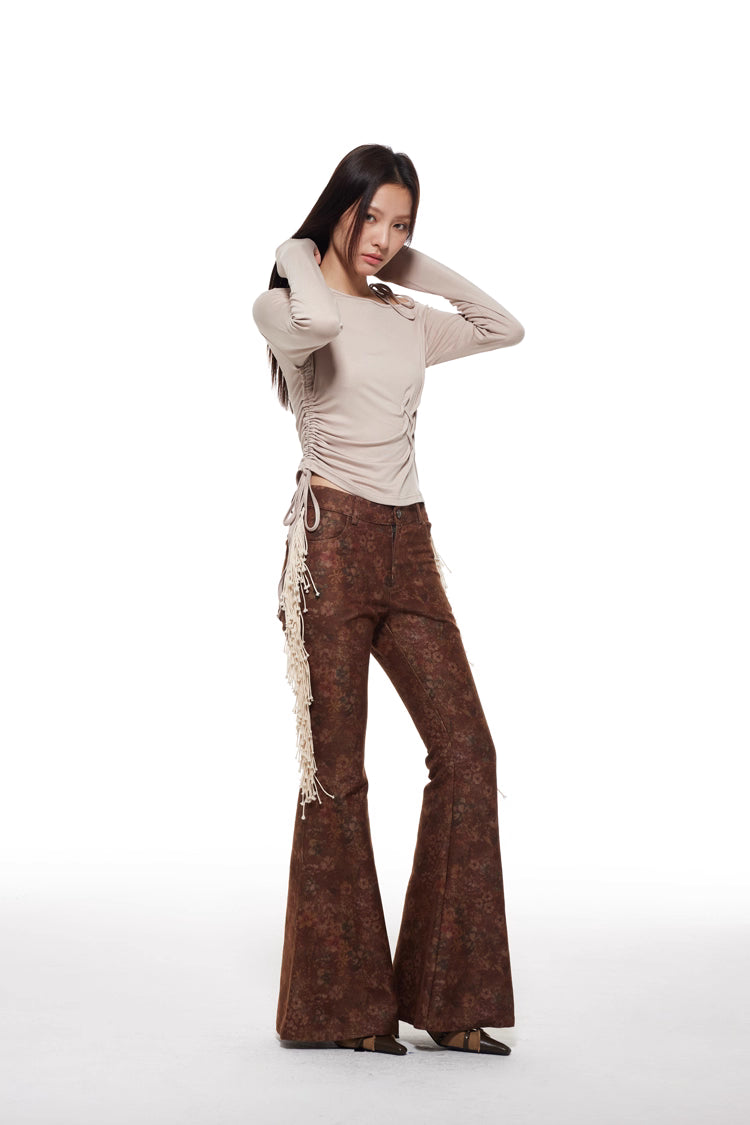 Off-Shoulder Woven Long-Sleeved Top