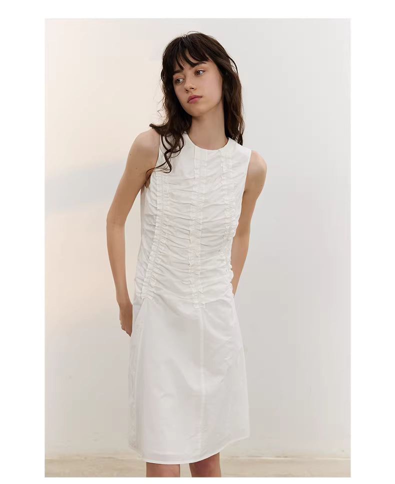 Arbour Ruched Column Dress in White or Black Ink