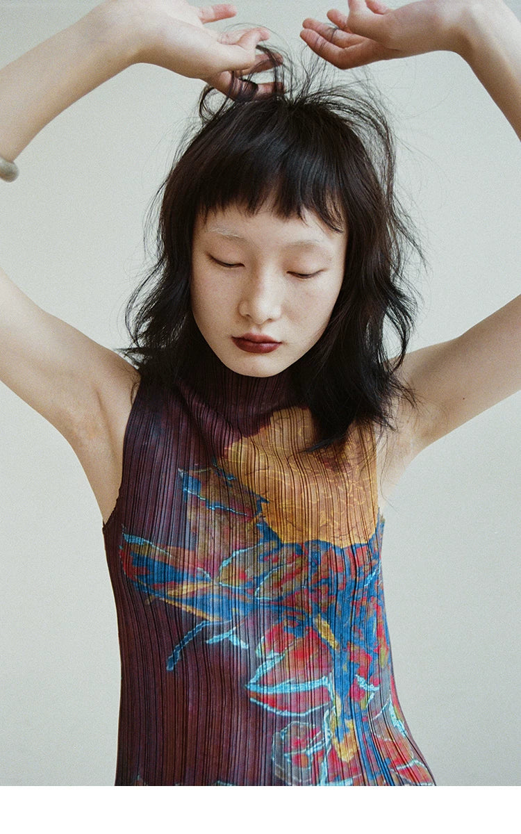 Chromatic Verdant Pleat Tank
