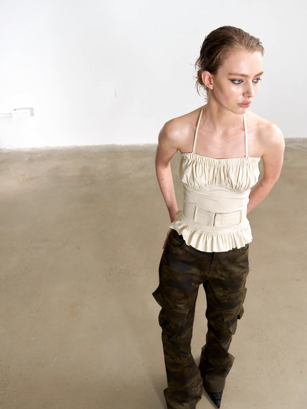 Gathered Corset Halter-Neck Top