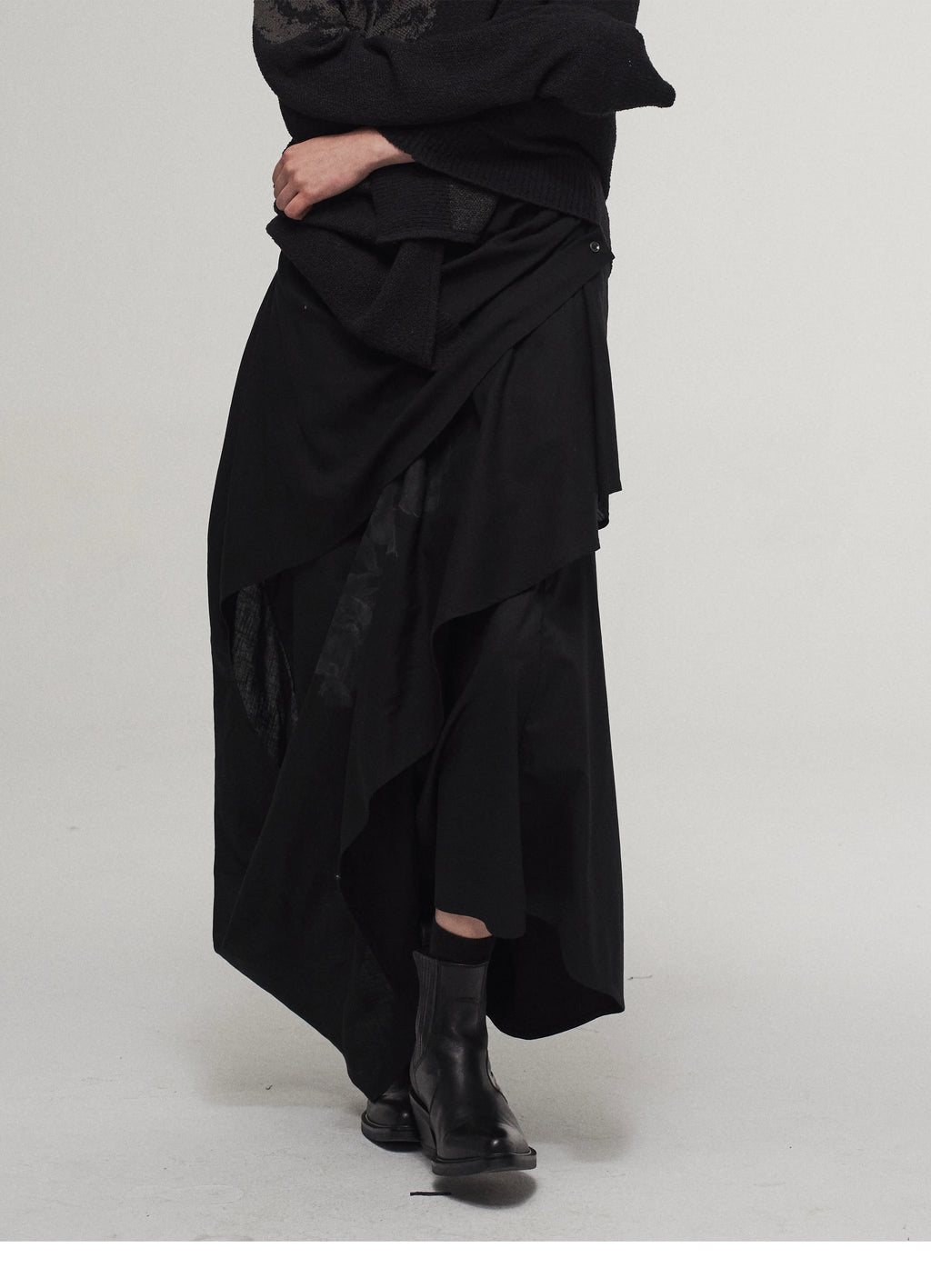 Layered Drape Maxi Skirt