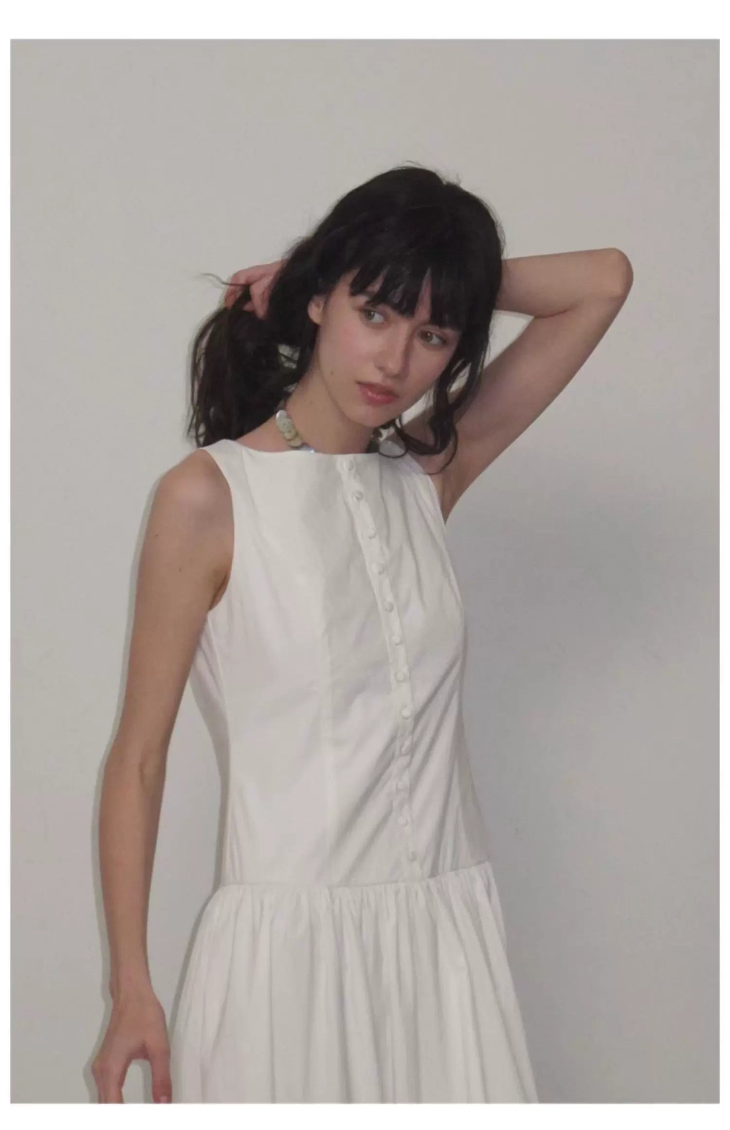 Buttonfront Gathered Maxi Dress
