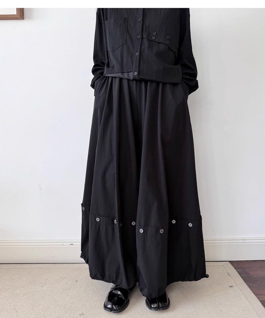 Button Detail Skirt Pants