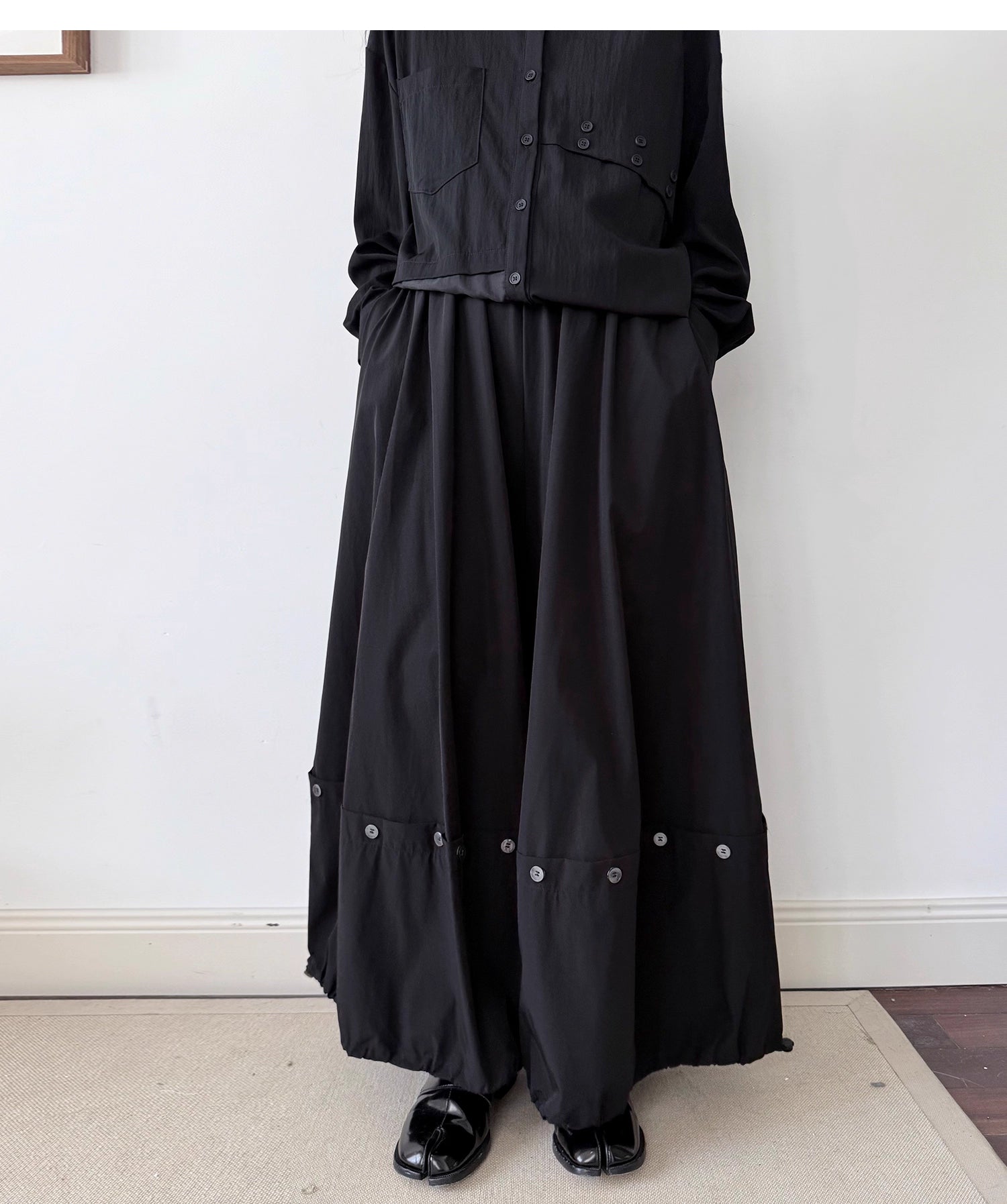 Button Detail Skirt Pants