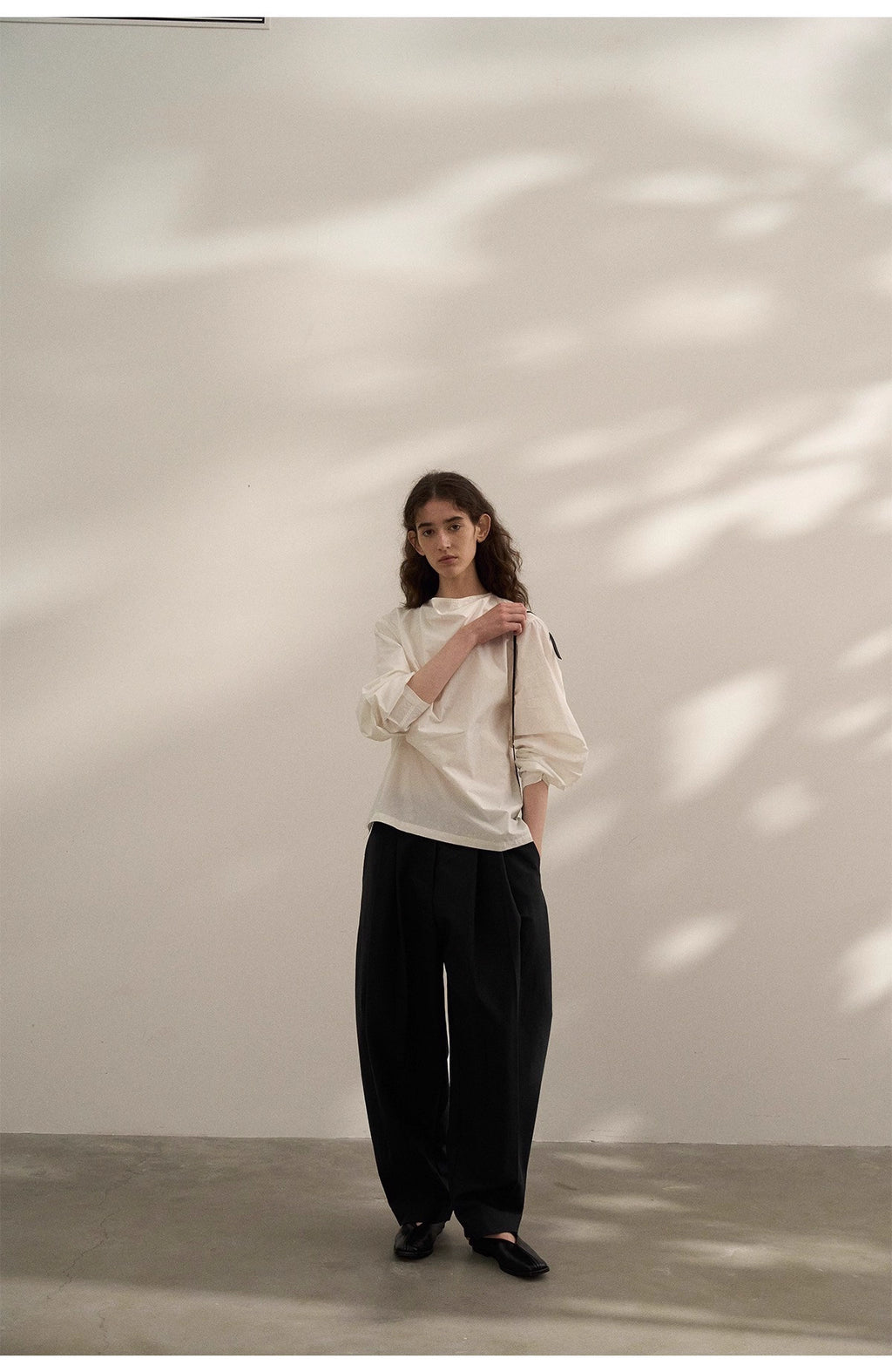 Sculptural Blouse in White or Grey Blue